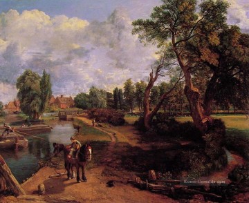  Constable Malerei - Flatford Mühle CR Romantischen Landschaft John Constable Stromen